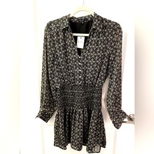 Black Metallic Detailed Mini Dress